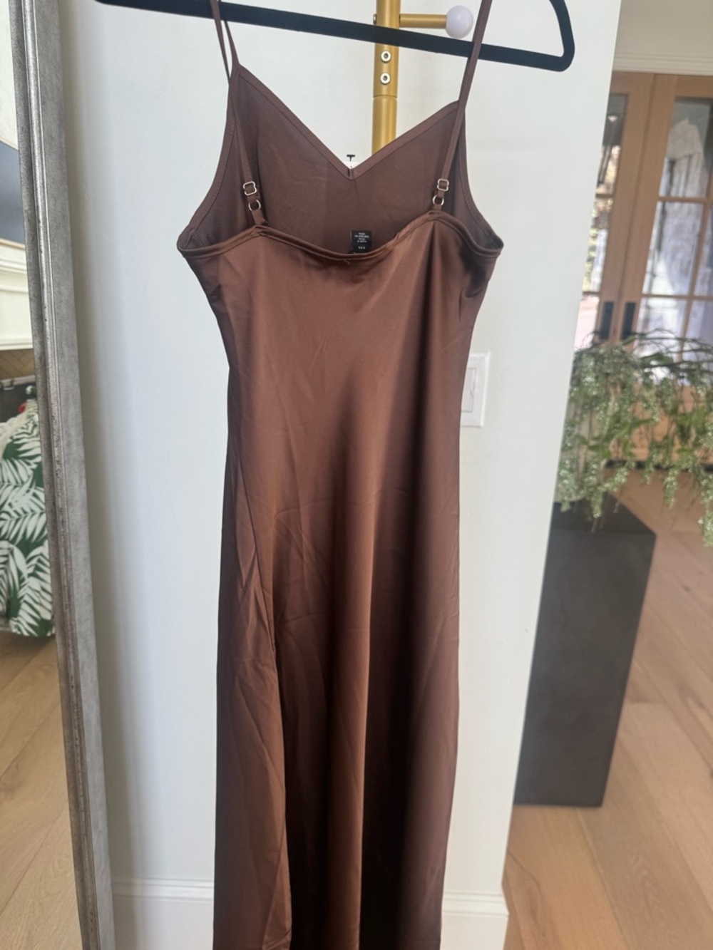 Nordstrom Brown Satin Maxi Slip Dress - Picture 3 of 5